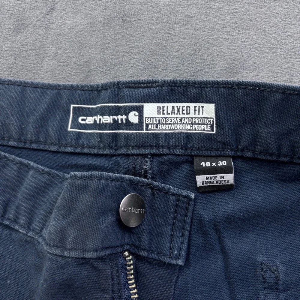 Carhartt Rugged Flex Relaxed Fit Canvas Work Pants Navy Blue 40x30 BN2291-M